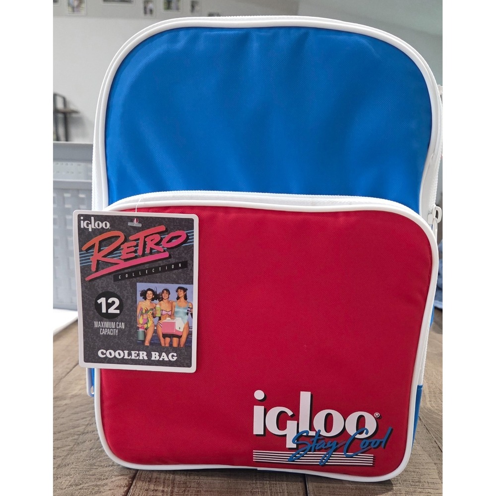 Igloo Retro Mini Convertible Backpack Cooler Crossbody Bag 12 Can Blue Red NEW